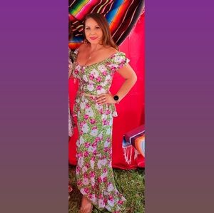 Bar III Large Crop top and Ruffled Medium Skirt